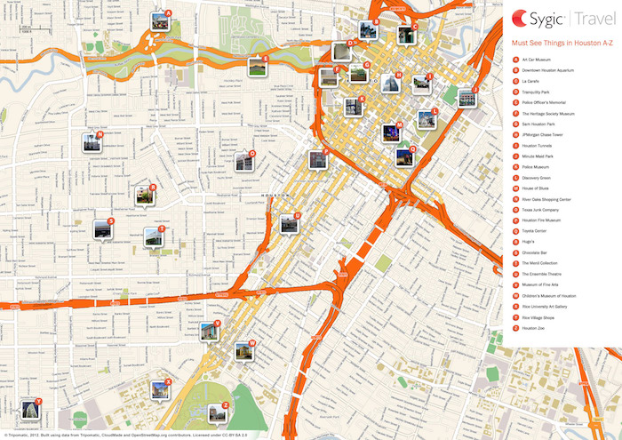 Printable tourist map of Houston Printable tourist map of Houston