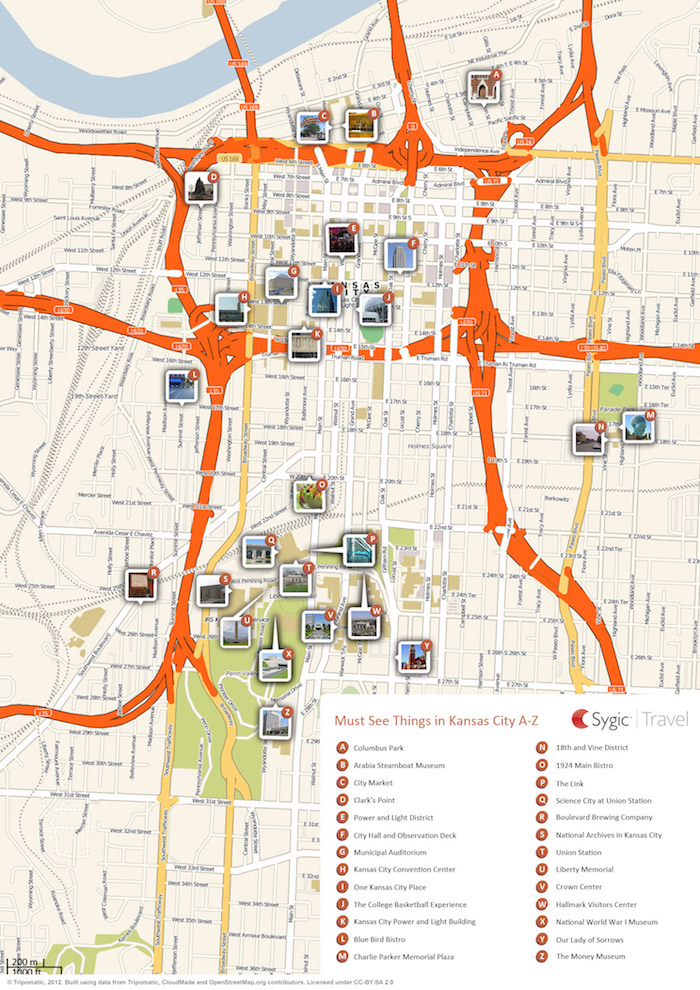 Printable tourist map of Kansas City Printable tourist map of Kansas City