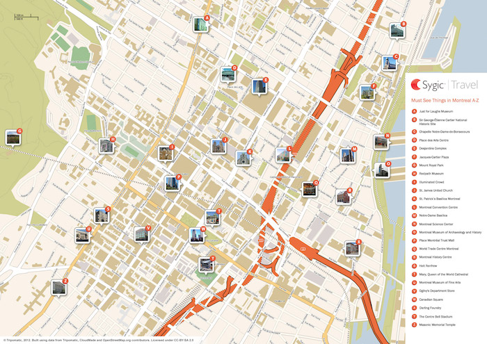 Printable tourist map of Montreal Printable tourist map of Montreal