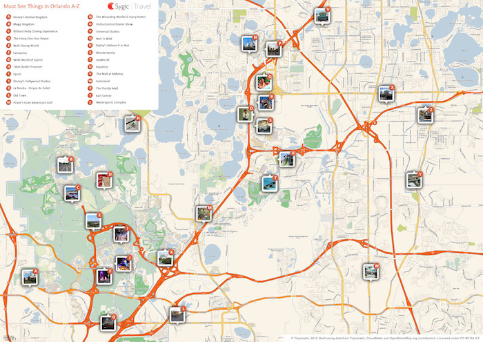 Printable tourist map of Orlando Printable tourist map of Orlando